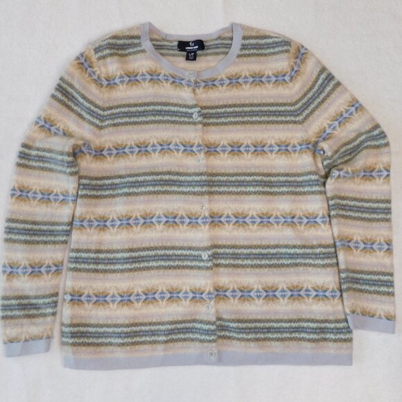 Lands' End Southwestern Print Cashmere Cardigan | Muted Colors | EUC | Large P - Picture 11 of 11